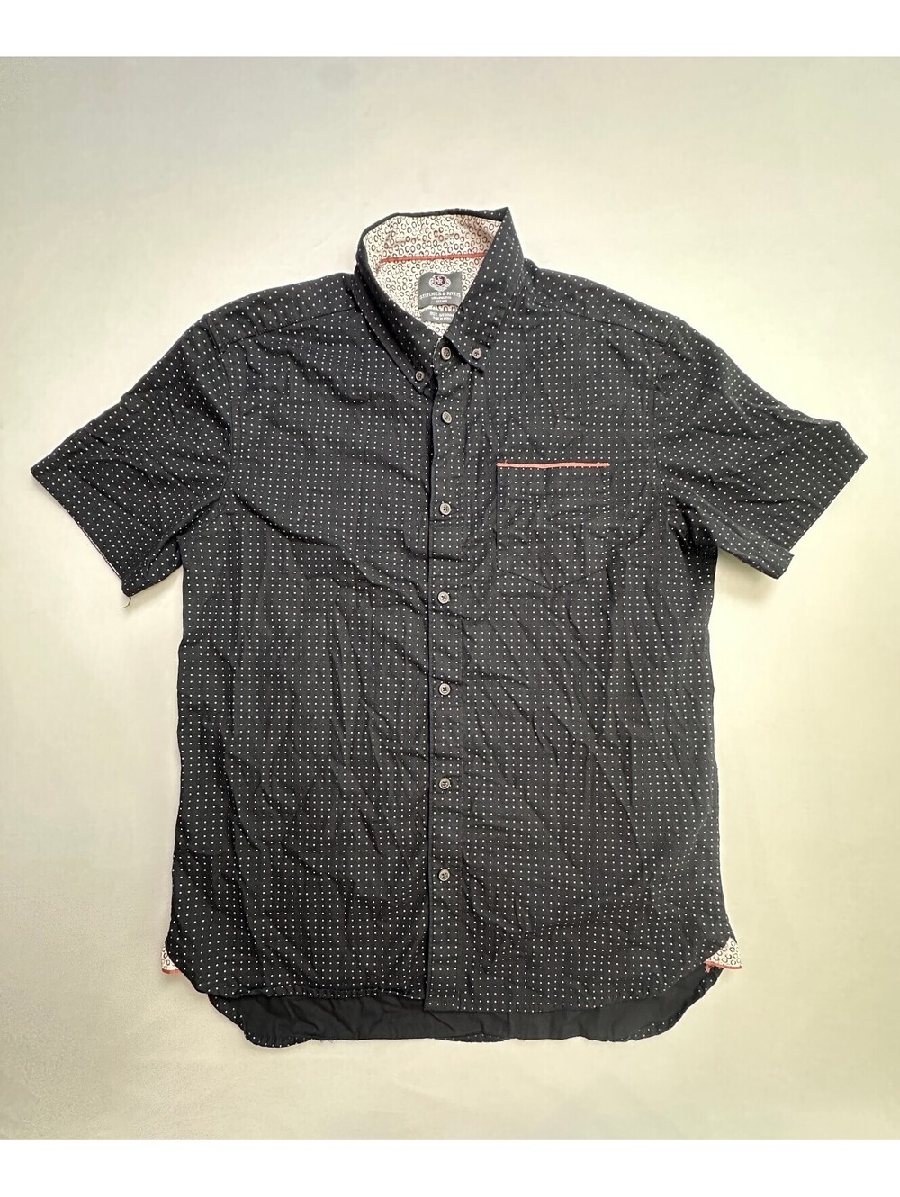 Stitches & Rivets Men's Black Short Sleeve Button-Up Shirt M